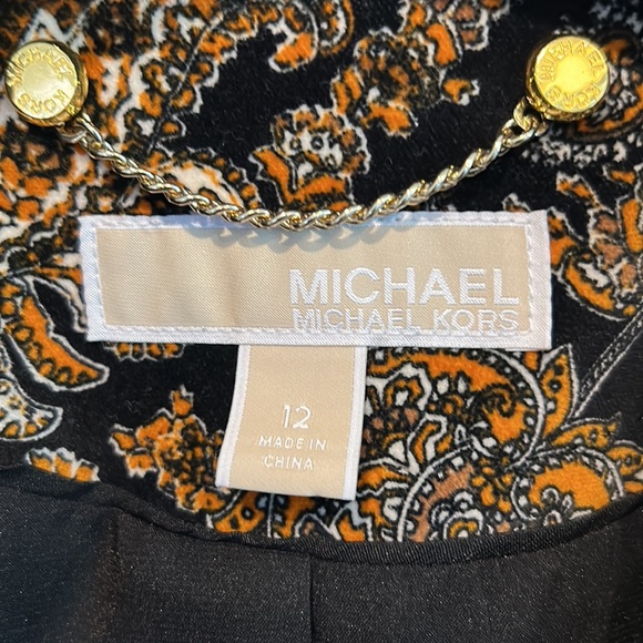 NWOT Velveteen Blazer MICHAEL KORS Black/Marigold/Ivory some stretch & fitted - Picture 2 of 13